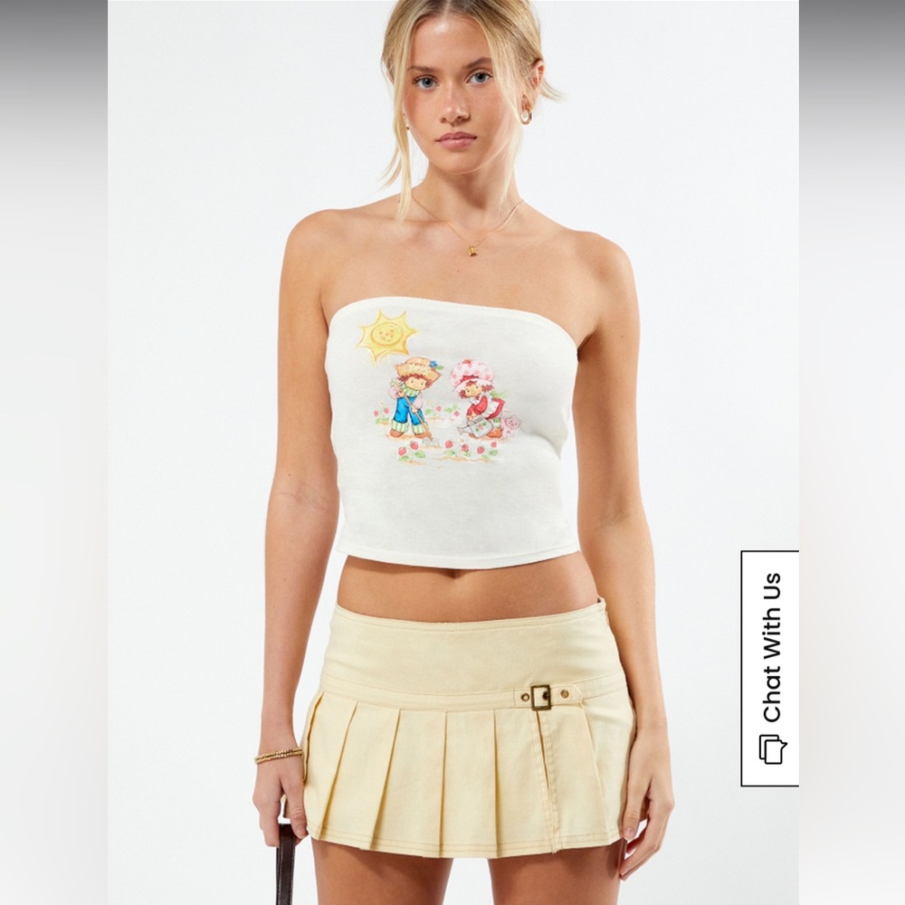 NWT Pacsun Strawberry Shortcake Graphic Tube Top Medium off white 🍓
